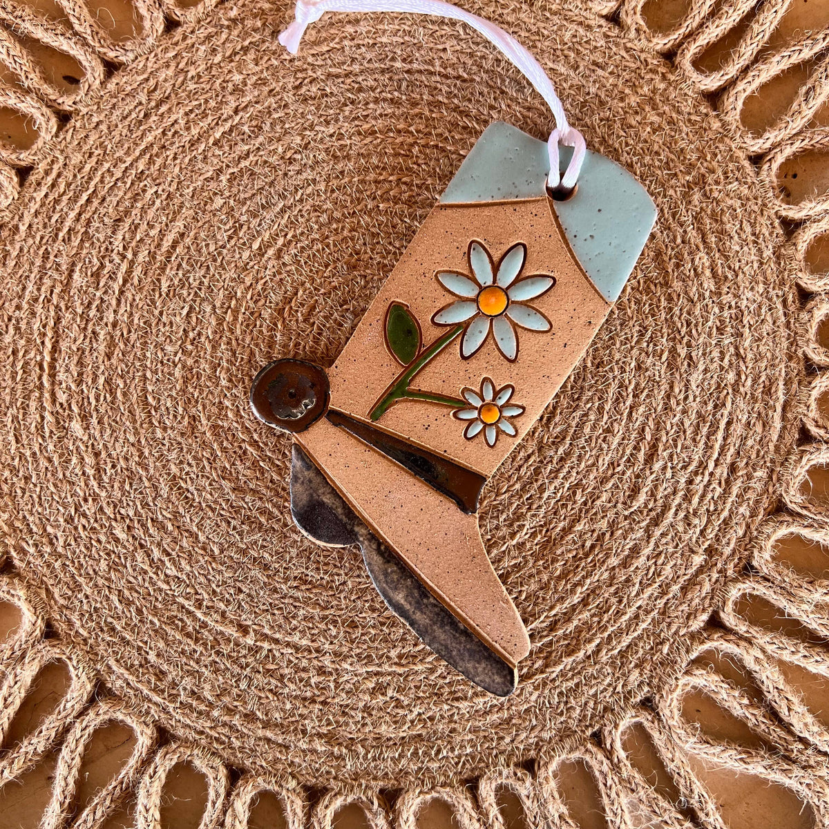 Daisy Boot Handmade Ceramic Ornament