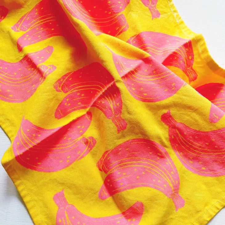 Banana Block Printed Kitchen Tea Towel