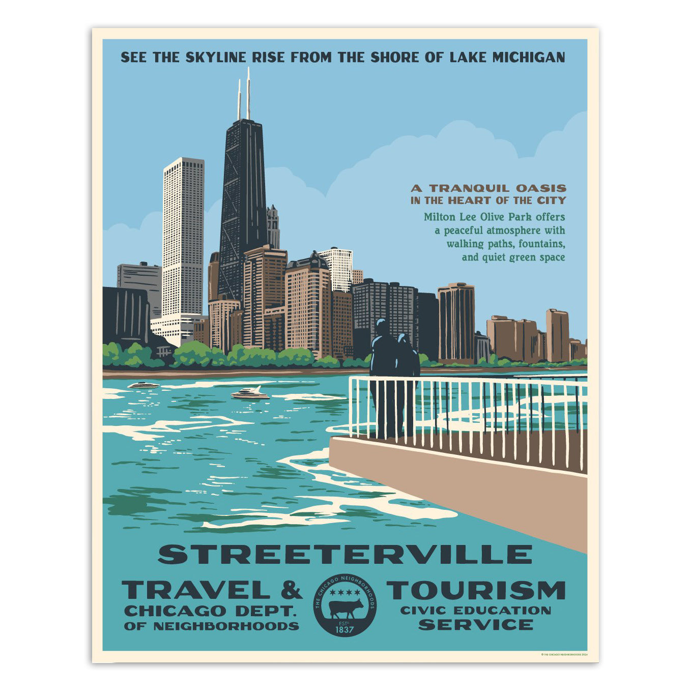 Chicago Neighborhood WPA-Style Tourism 16" x 20" Poster