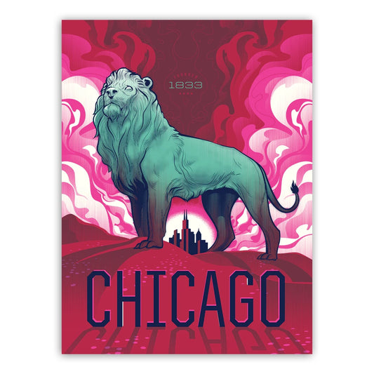 Chicago Bronze Lion 18" x 24" Screen Print