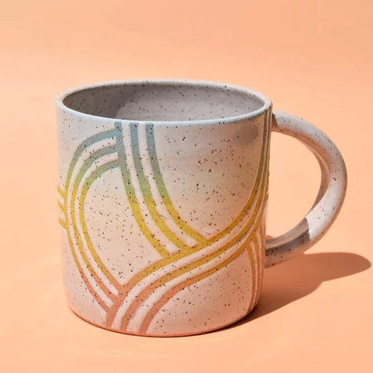 Rainbow Dunes Wheel Thrown 16 Oz Ceramic Mug