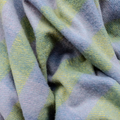Recycled Wool Lilac & Green Gingham Plaid Throw Blanket
