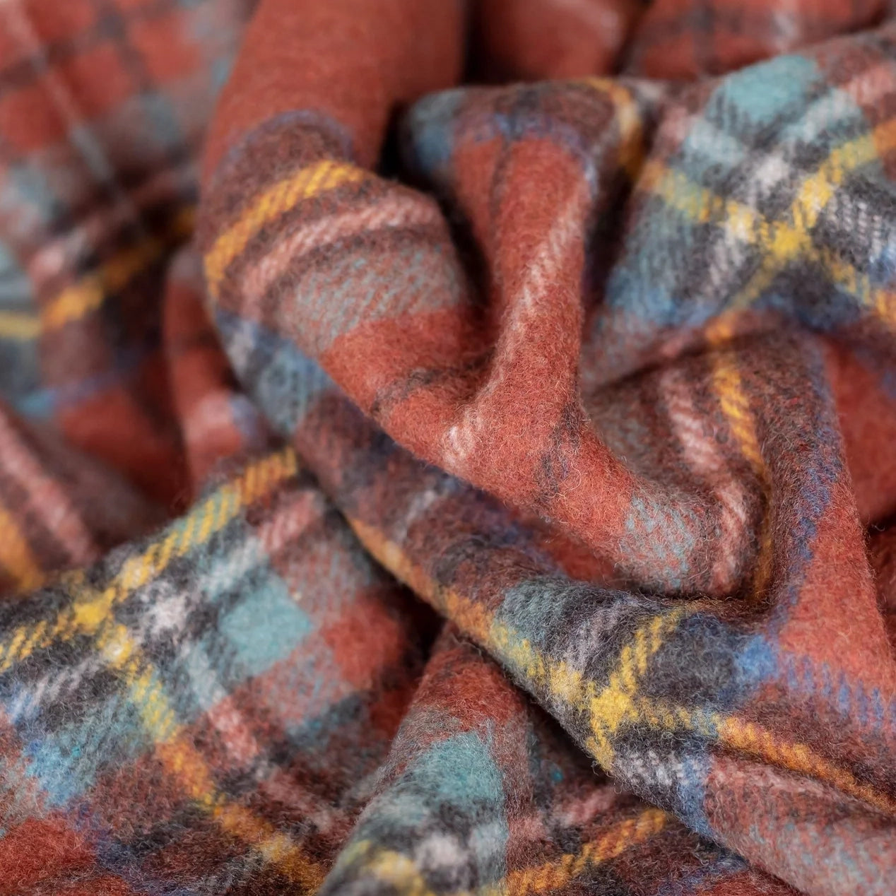 Recycled Wool Stewart Royal Antique Plaid Throw Blanket