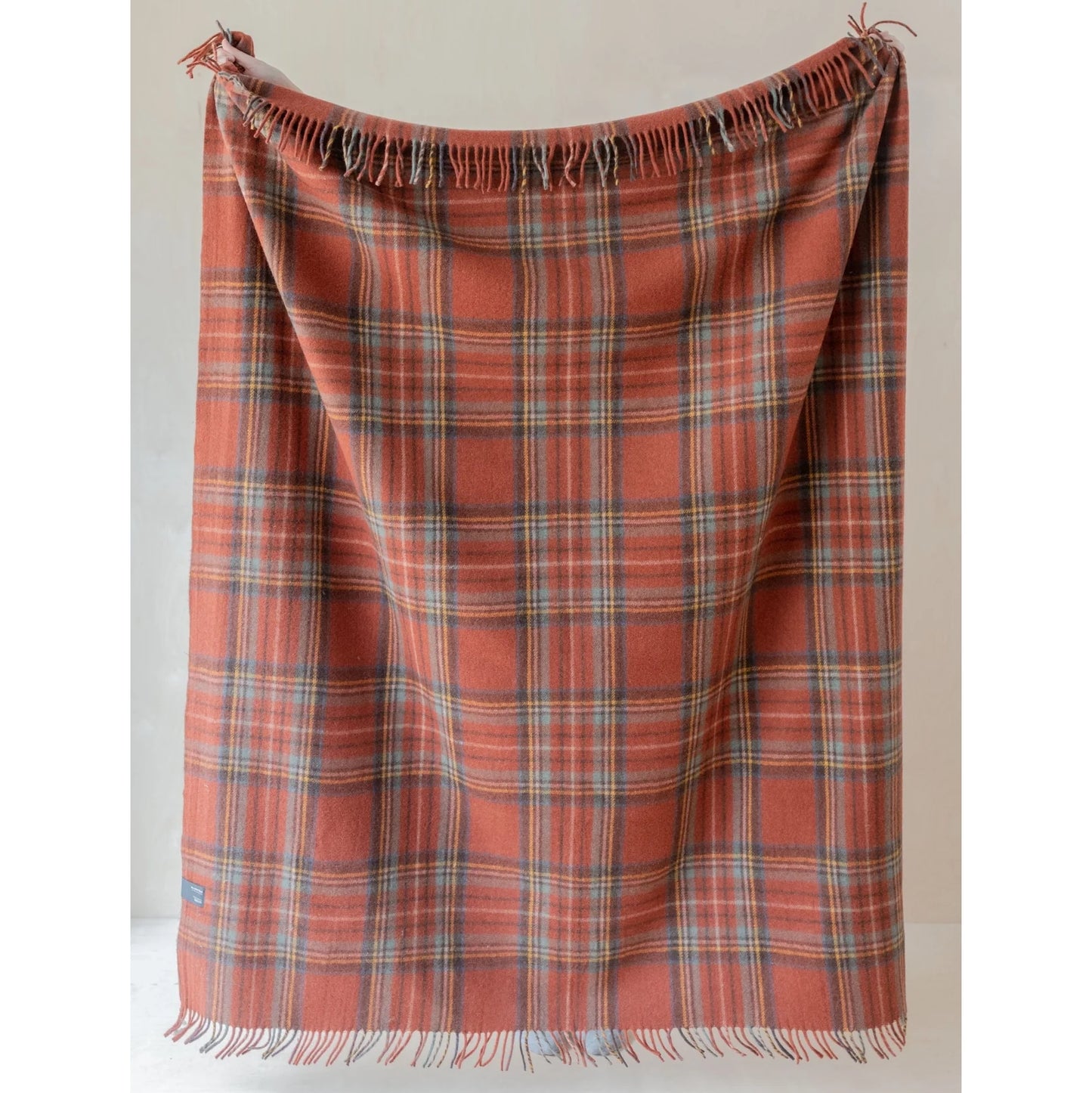 Recycled Wool Stewart Royal Antique Plaid Throw Blanket