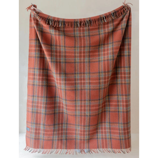 Recycled Wool Stewart Royal Antique Plaid Throw Blanket