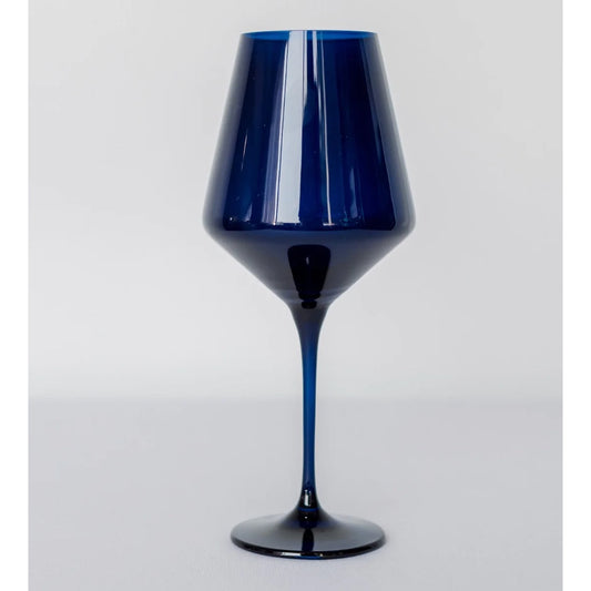 Handblown Colored Midnight Blue Wine Glass