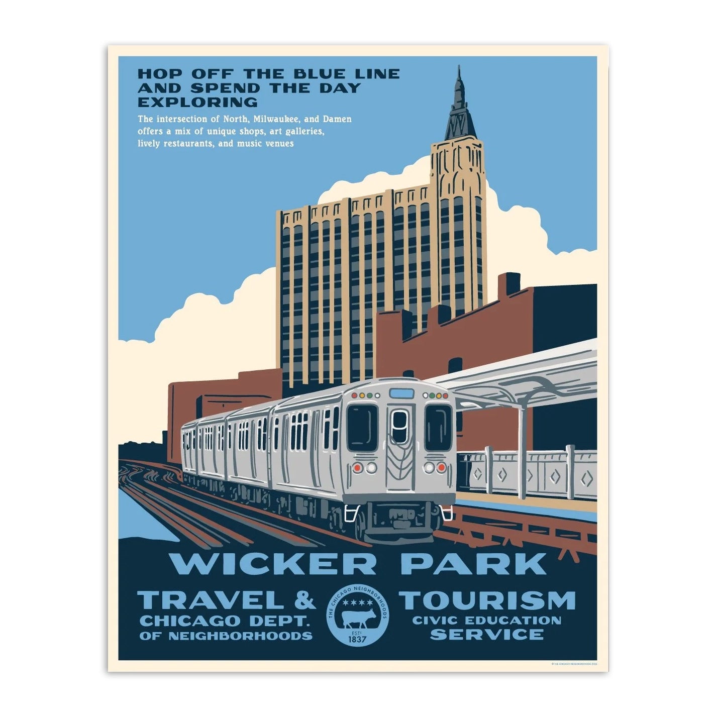 Chicago Neighborhood WPA-Style Tourism 16" x 20" Poster