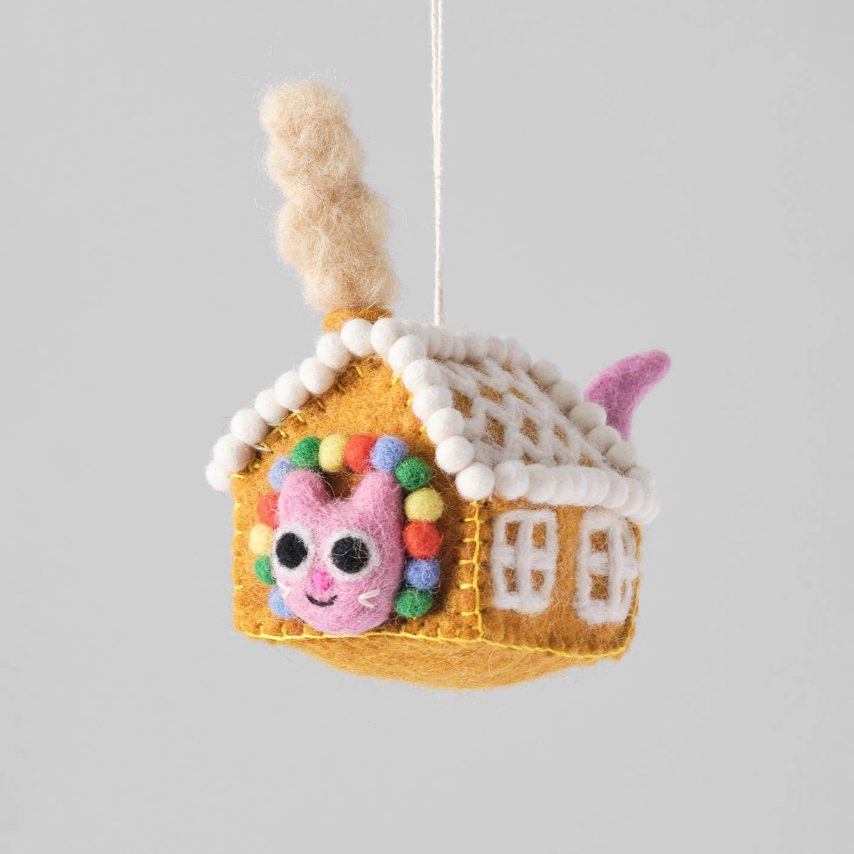 Gretel the Cat Gingerbread House Fair Trade Felt Ornament