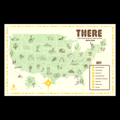 United States Road Trip Travel Map & Postcards (Set of 6)