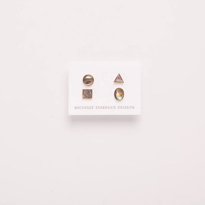 Abalone Shapes Stud Earrings (Set of 4)