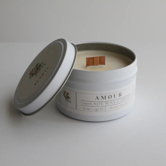 Amour Hand-Poured Soy Wax Candle Tin