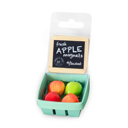 Apple Magnets in Basket (Set of 4)