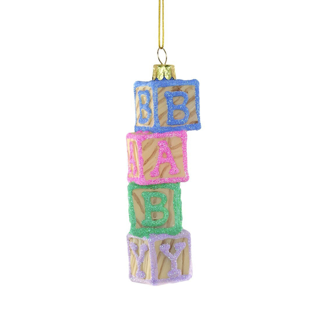 Baby Blocks Glass Holiday Ornament