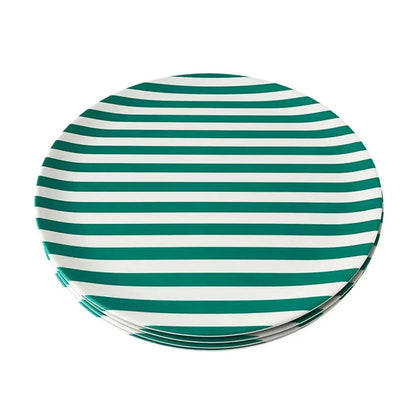 Reusable Bamboo Striped Dinner Plates (Set of 4)