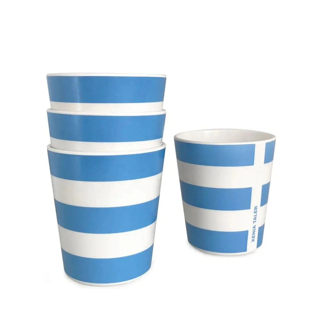 Reusable Bamboo Striped 10 Oz Cup (Set of 4)