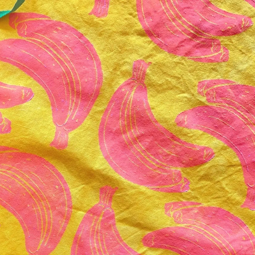 Banana Block Printed Kitchen Tea Towel