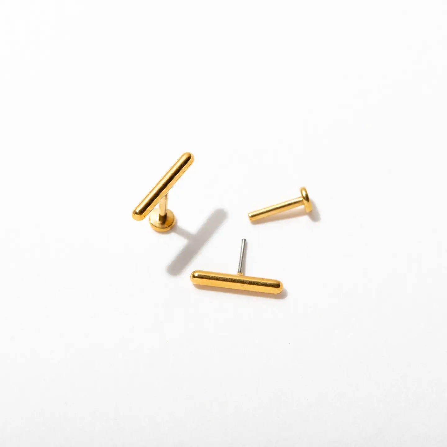 Bar 14k Gold Plated Post Earrings