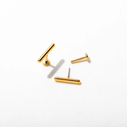 Bar 14k Gold Plated Post Earrings