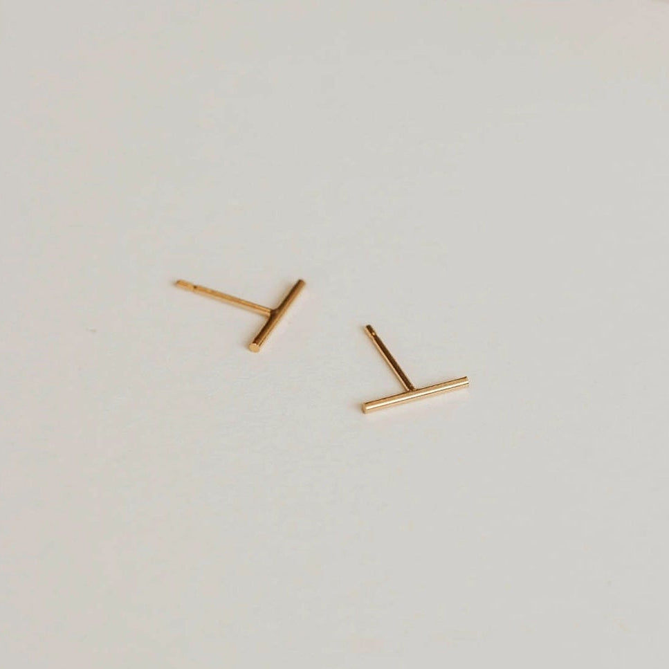 Tiny Bar Stud Earrings