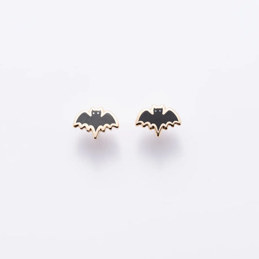 Bat Enamel 18k Gold Stud Earrings