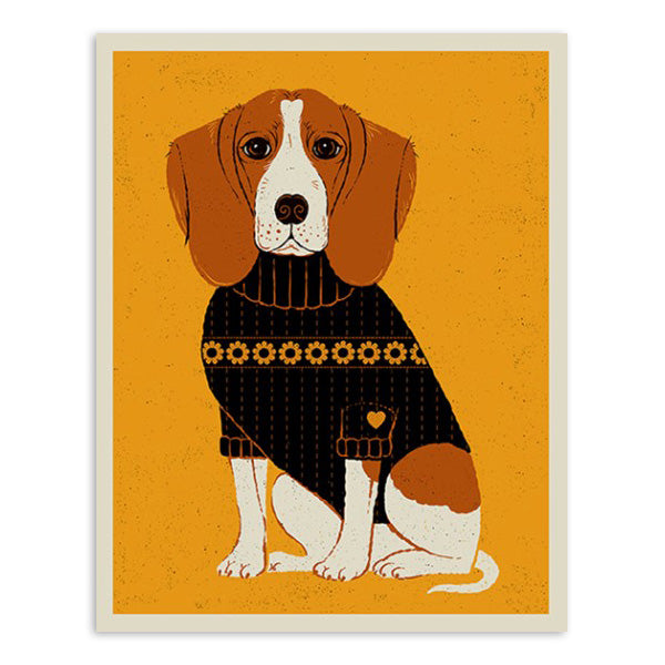 Beagle in Sweater 11" x 14" Screen Print