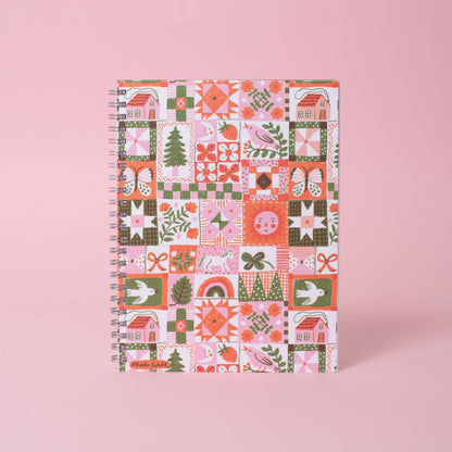 Holiday Folk Quilt 6x8" Spiral Notebook Blank