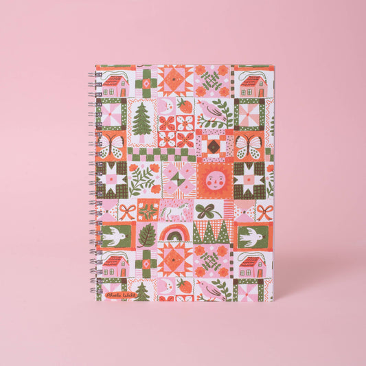 Holiday Folk Quilt 6x8" Spiral Notebook Blank