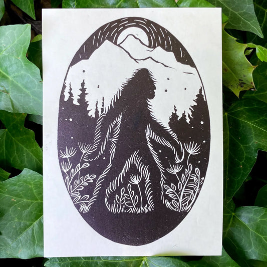 Big Foot 5" x 7" Linocut Art Print