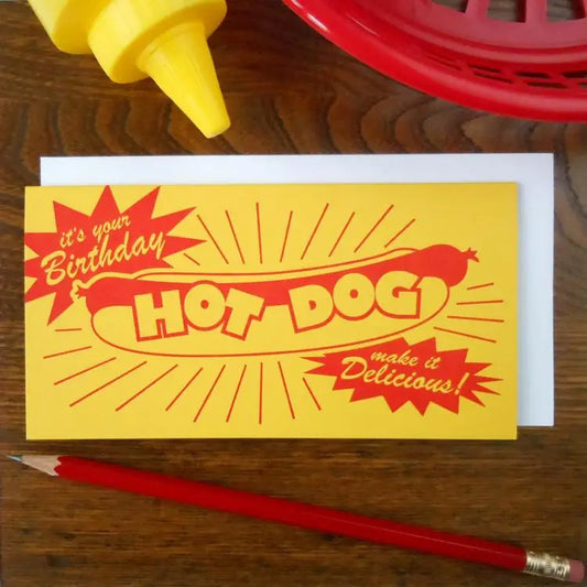 Hot Dog Delicious Birthday Letterpress Card