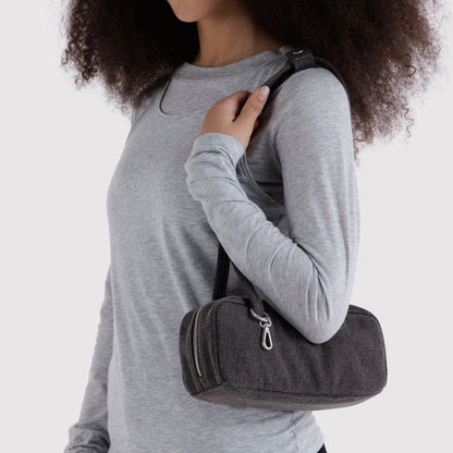 Small Washed Black Denim Bowler Bag