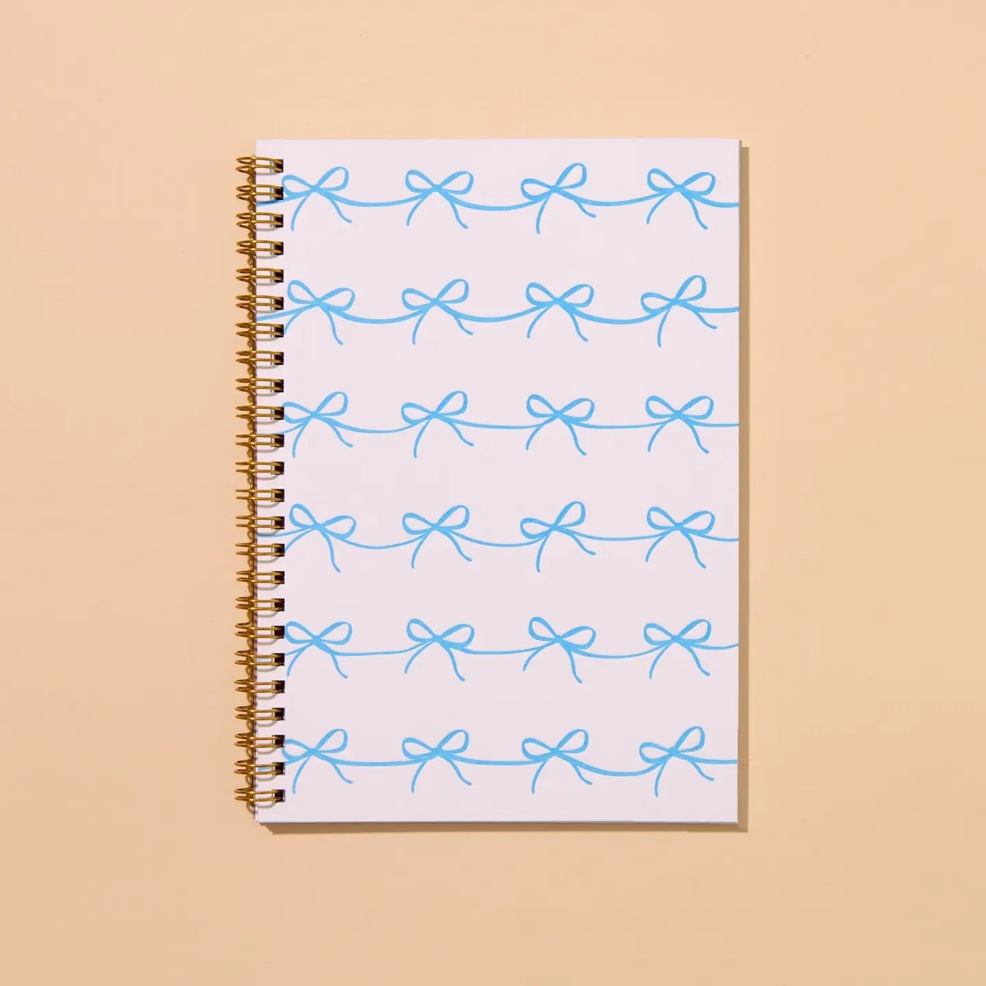 Blue Bows Spiral Bound Letterpress Notebook