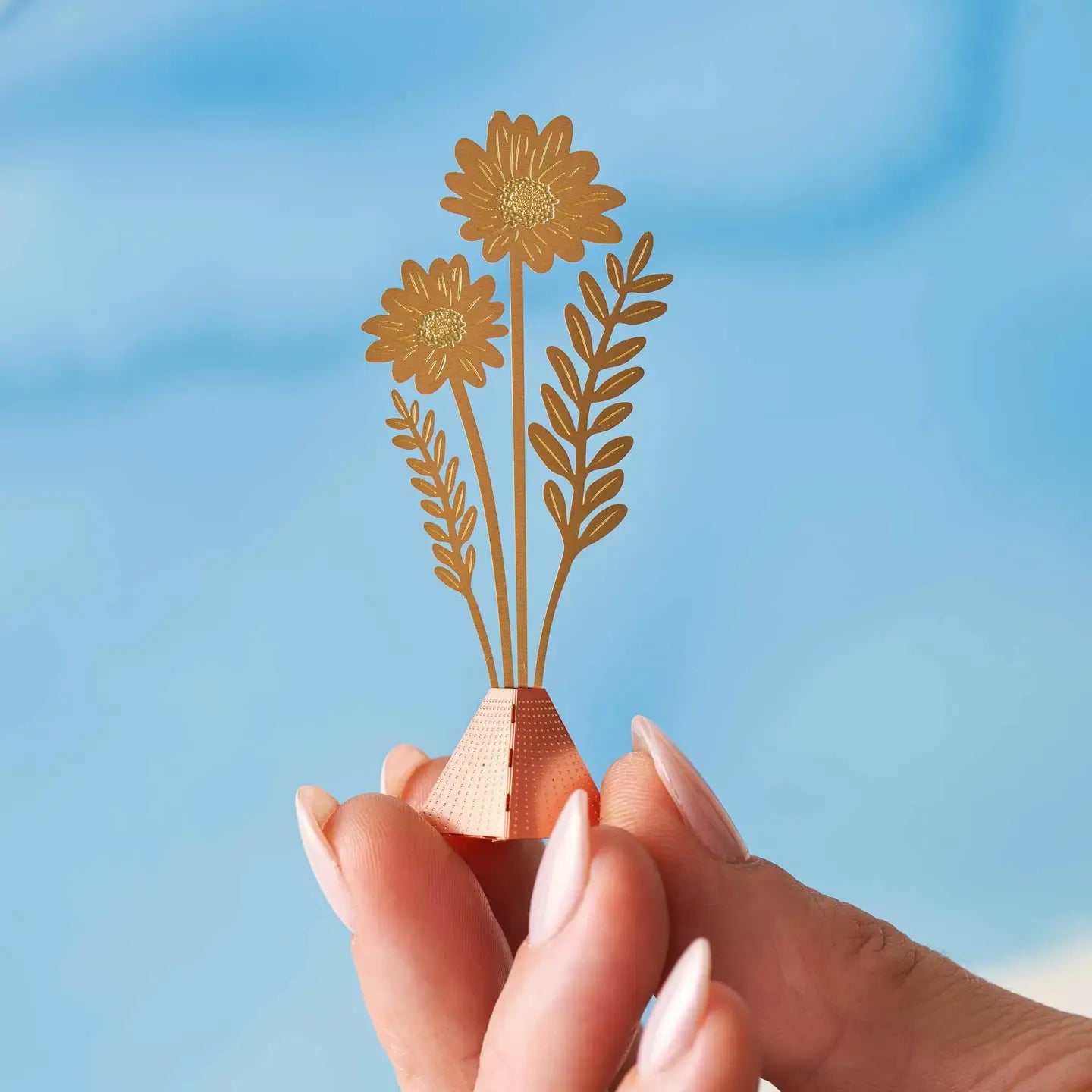 Tiny Brass Cosmos Metal Bouquet