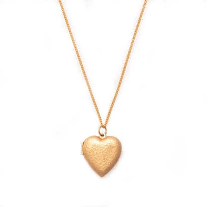 Textured Brass Heart Locket Necklace