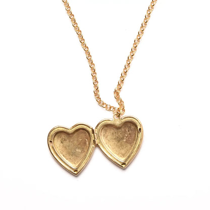 Textured Brass Heart Locket Necklace