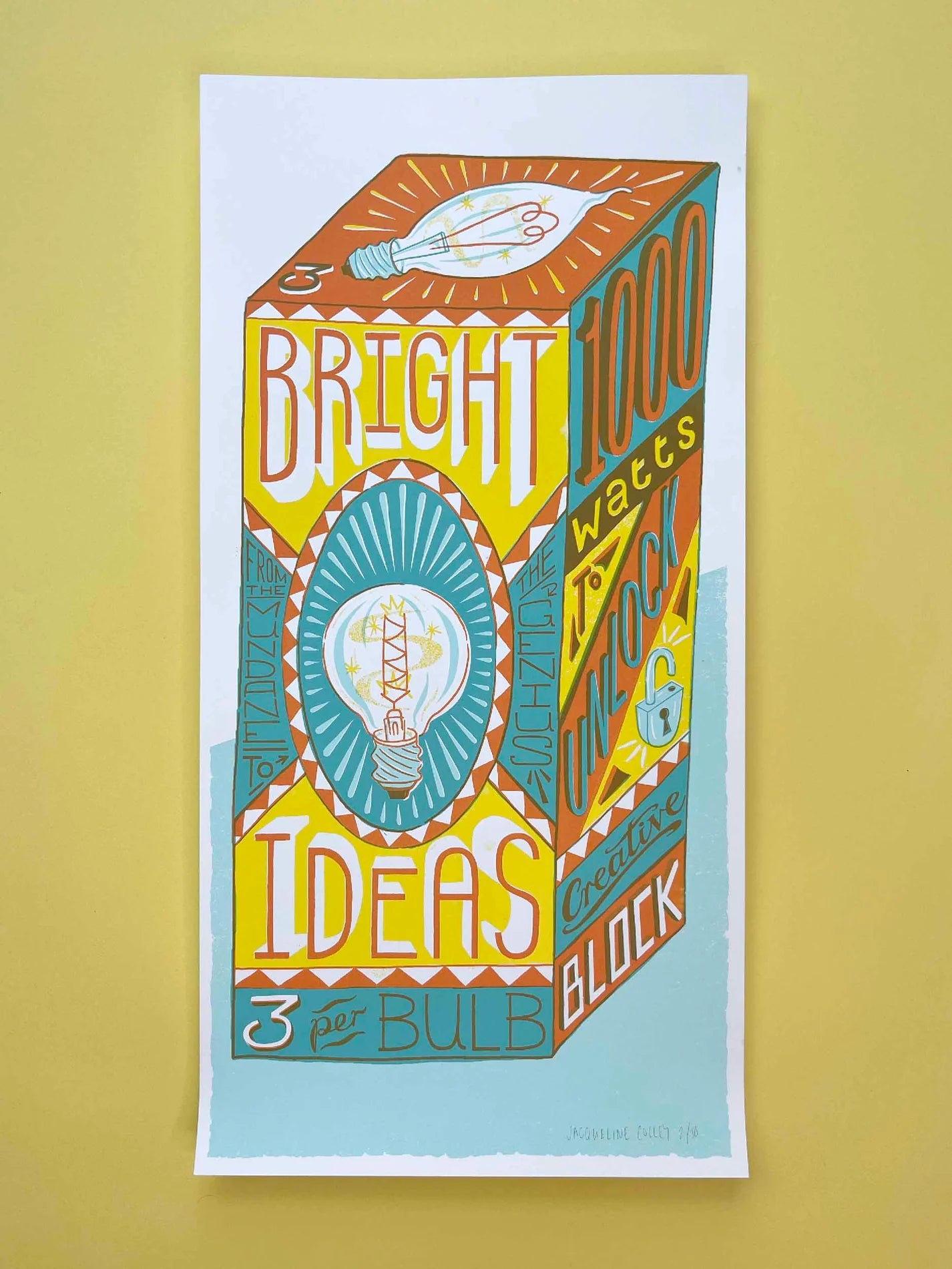 Bright Ideas Light Bulb 11.75" x 23.25" Silkscreen Print