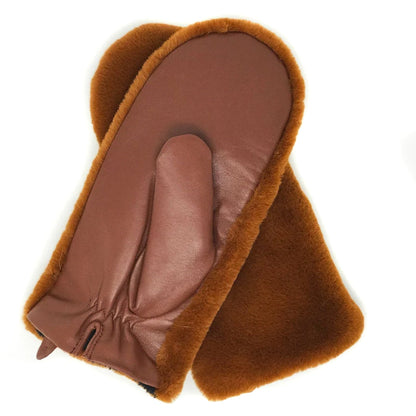 Leather and Faux Fur Driving Mittens
