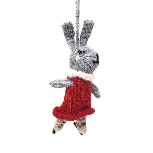 Ice Skating Bunny Knit Ornament