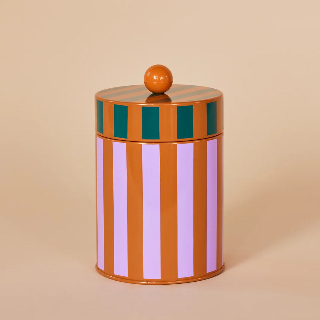 Striped Kitchen Medium 6.25"H Metal Storage Canister