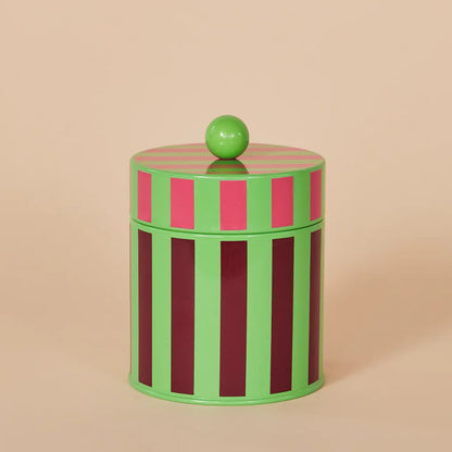 Striped Kitchen Small 5.25"H Metal Storage Canister