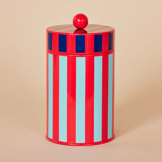 Striped Kitchen Tall 7.25"H Metal Storage Canister