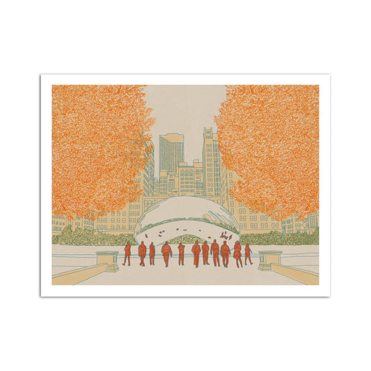 Chicago Bean Line Art 8.5" x 11" Illustrated Print