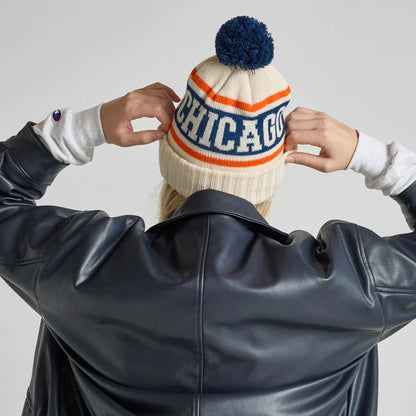 Chicago Varsity Team Knit Adult Pom Beanie Hat