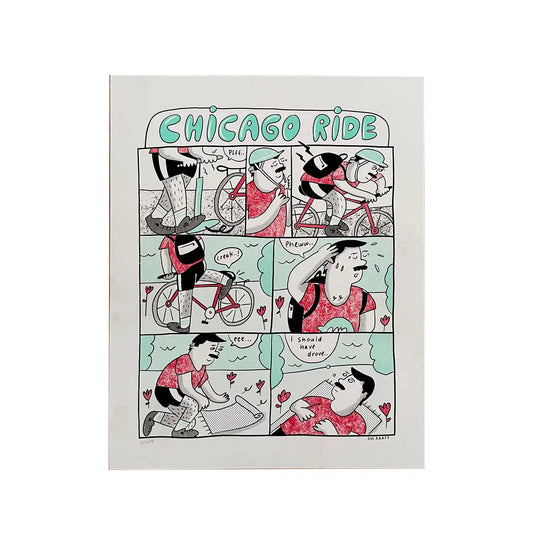 Chicago Bike Ride 8" x 10" Risograph Print