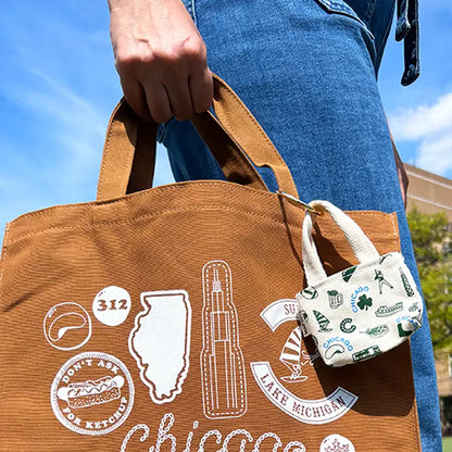 Chicago Icons Mini Tote Bag Keychain or Charm