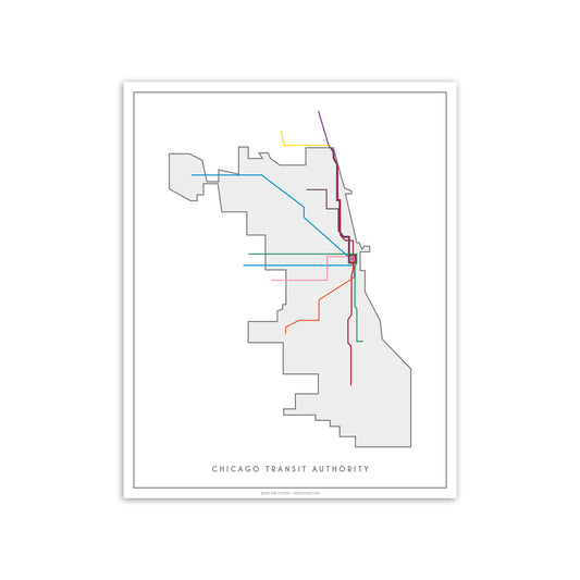 Chicago Transit Authority Map 8" x 10" Print