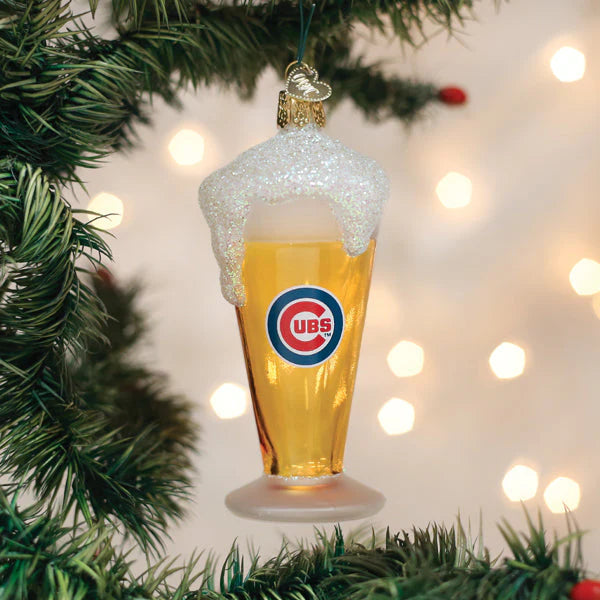 Chicago Cubs Glass of Beer Glass Ornament