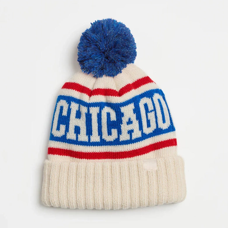 Chicago Varsity Team Knit Adult Pom Beanie Hat