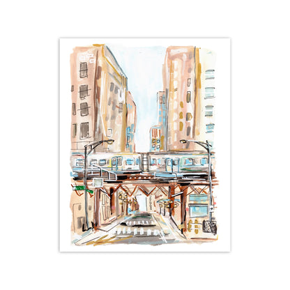 The "El" Chicago CTA Train Art Print