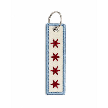 Chicago Flag Embroidered Keychain