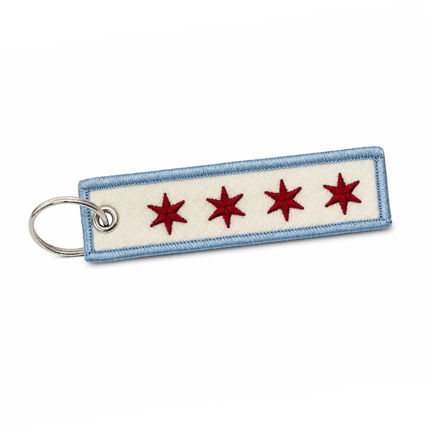 Chicago Flag Embroidered Keychain
